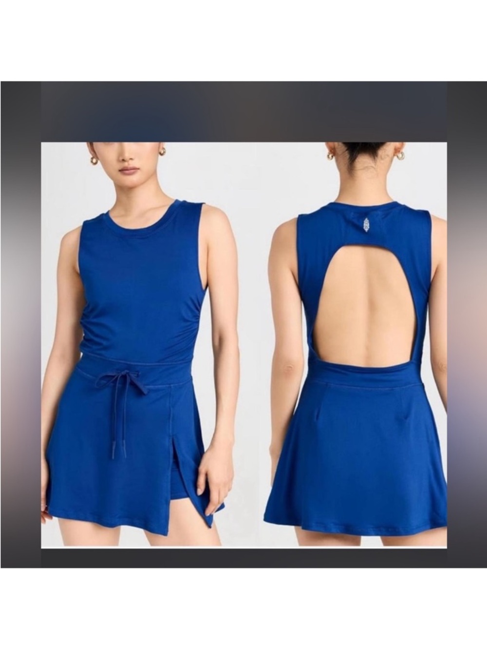 Free People Movement Easy Does It Dress Cobalt Blue cutout active spring revolve - Picture 4 of 15